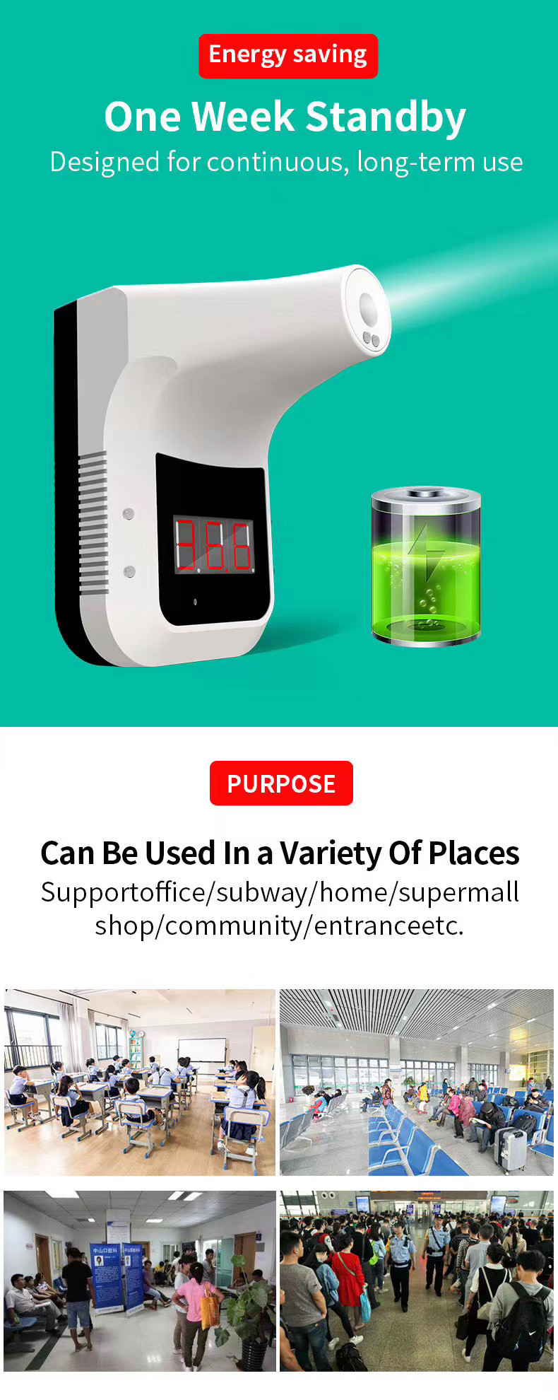 CE 10%RH USB Charging DC5V Temperature Sensor Thermometer