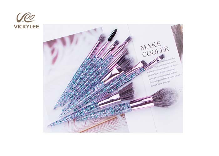 Crystal Handle 10 In1 15.5cm Facial Makeup Brushes