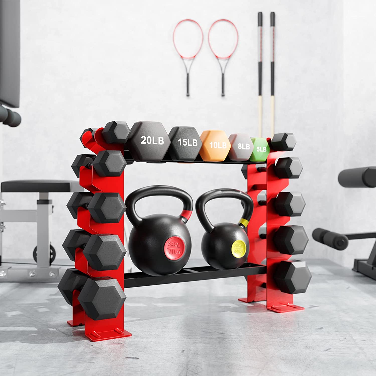 Galvanized 5 Tier Dumbbell Rack Stand for Home Gym Weight Training Powder Coated