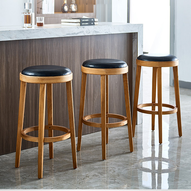 Mid Century Vintage Retro Bar Stools Leather Wine Restaurant Round UK-BS015
