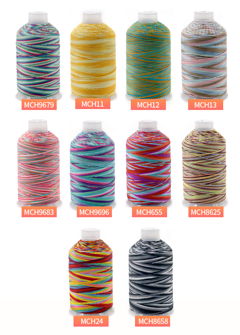 Plastic Cone Material Multi Color Rainbow High Tenacity Polyester Sewing Thread Spool
