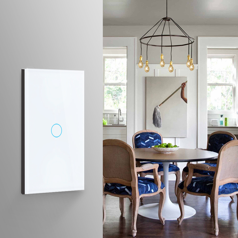 Tuya US standard 1gang APP Control Glass Touch Operated Smart Wifi Light Dimmer Switch