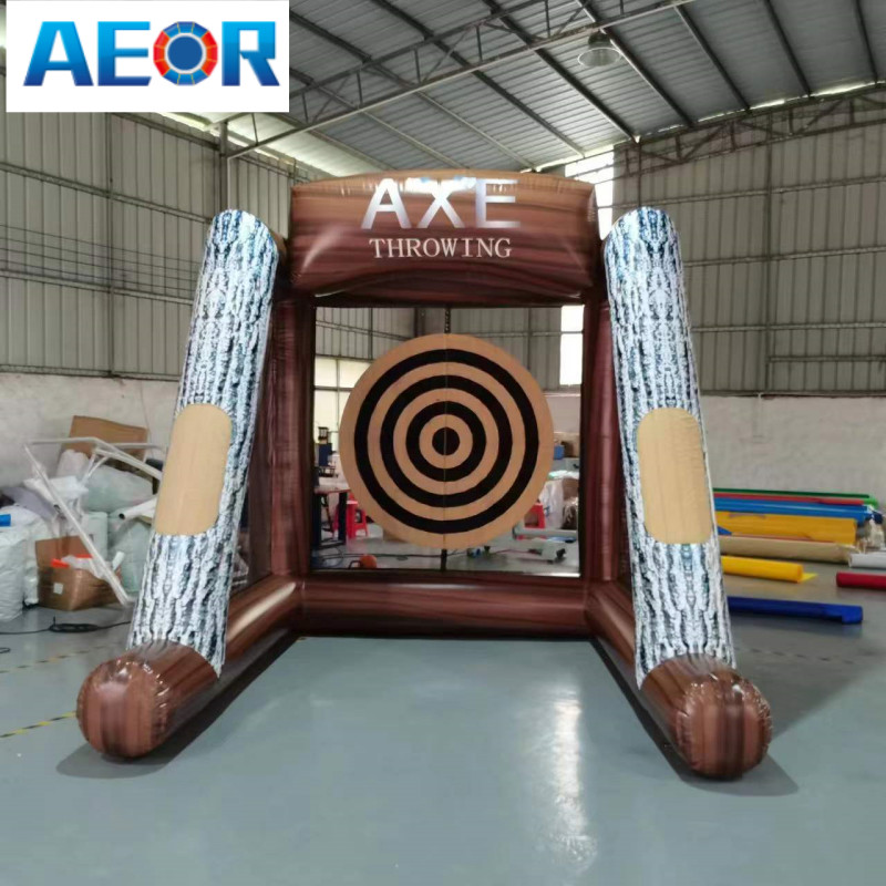 Inflatable Axe Throwing Games Inflatable Target Dart Board with 1 Air Blower and 4 Axes for Sport Events