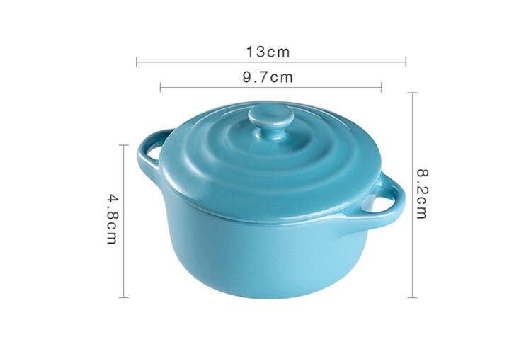 Anti Scald Baking Ceramic Oven Bowl With Lid Double Ear Multifunctional