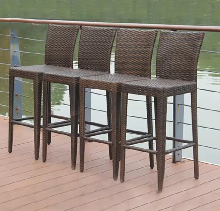 Vintage High Wooden Black Metal Bar Stool Set Of 4 Chair School Gym Workshop Home Bar