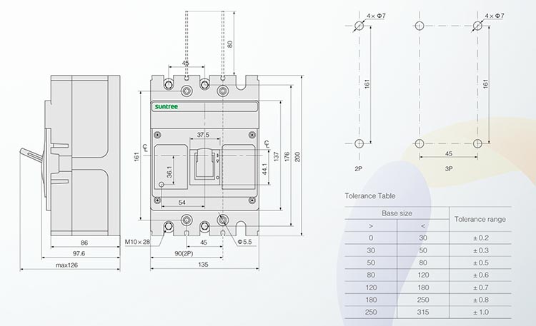 2 Pole DC 1000V Molded Case Circuit Breaker