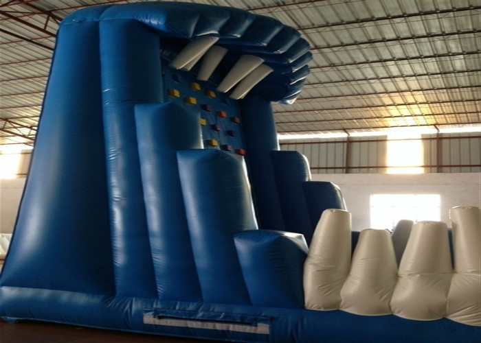 Blue Rock Climbing Bounce House 6 X 4m Commercial Inflatable Ladder Climb