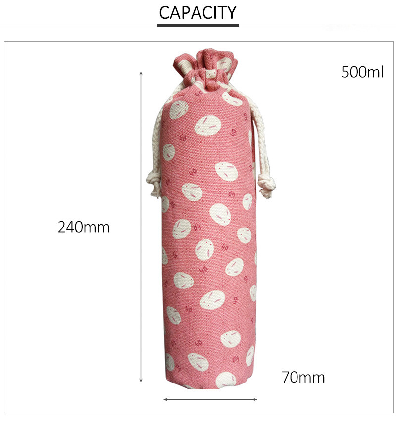 Drawstring Vintage Flower Printing Cotton Wine Bottle Sleeve