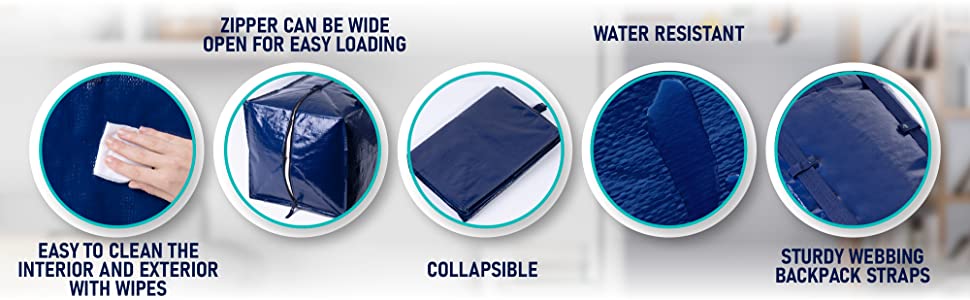 VENO moving bags can be used as moving boxes, easy to clean, collapsible, with backpack straps