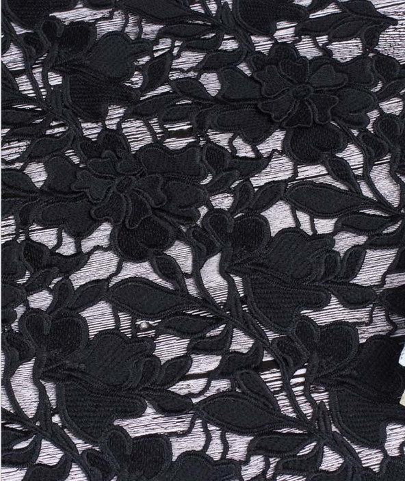 100% Cotton Fiber Water Soluble Embroidery Fabric with Lace applique Black Ivory Double Color