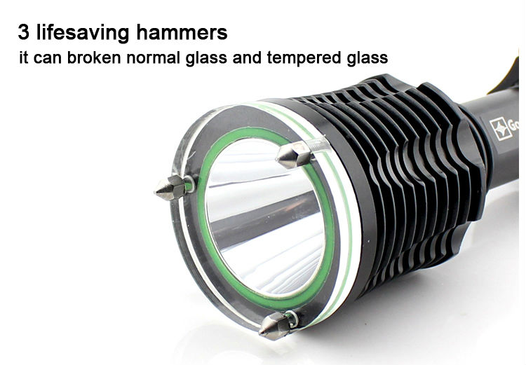 Y70 High bright rechargeable diving flashlight with lifesaving hammer and seat belt cutter