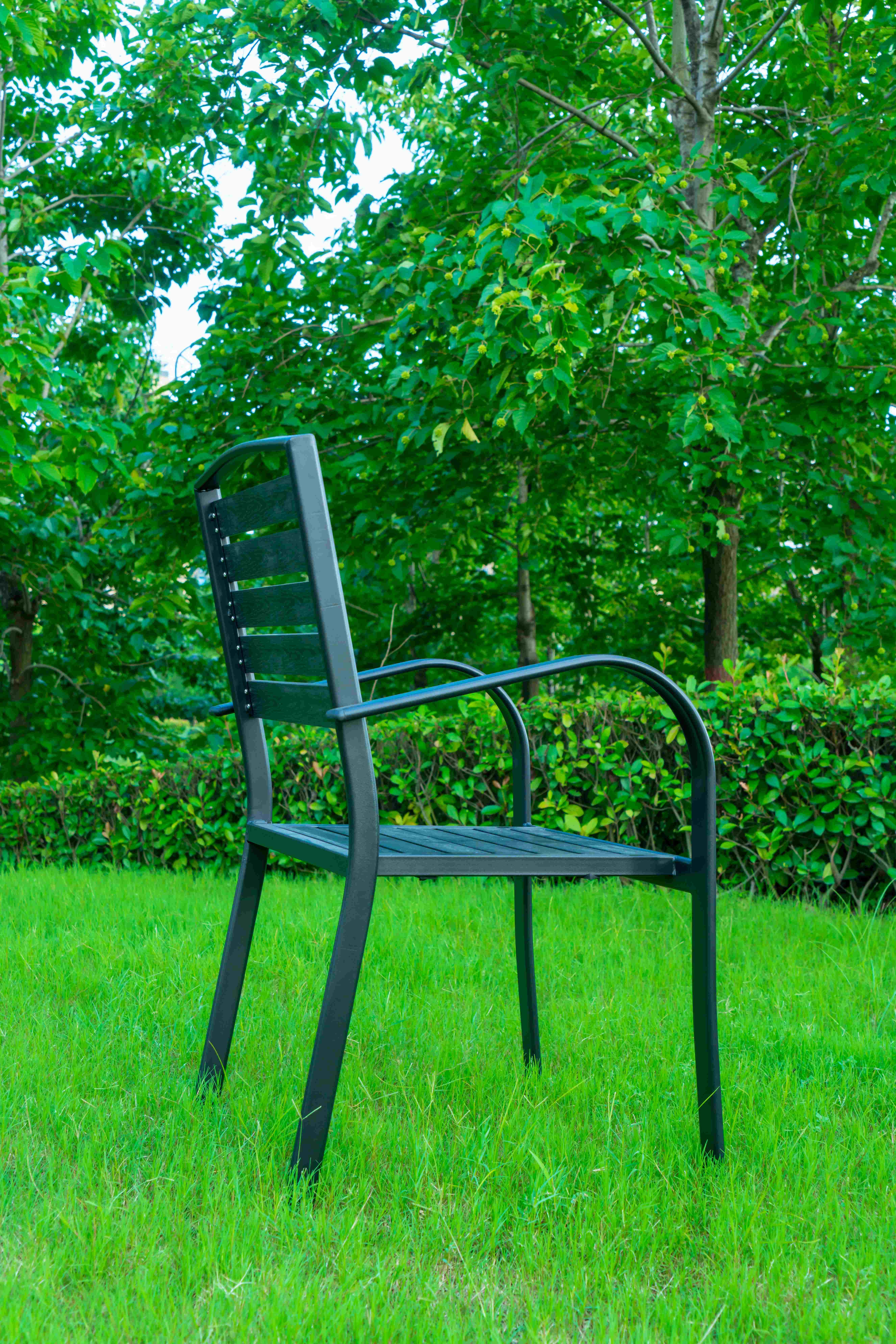 9 Pieces Black Plastic Wood Modern Outdoor Garden Furniture Table Set 8-10 Seater Extendable Patio Dining Table Chairs