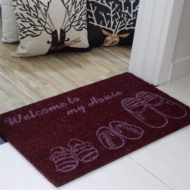 Nature Coco Fiber Printed Coir Entrance Matting , Welcome Home Doormat