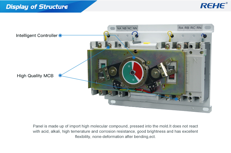 ATSQ2 Series Intelligent MCCB type double power changeover switch 100 amp changeover switch
