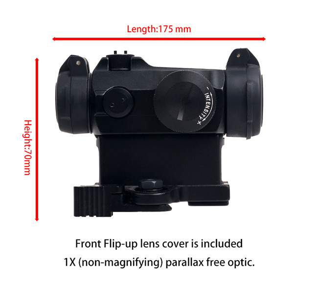 Black Finish Compact Red Dot Hunting Scopes With Flip - Up Lens Cover 24mm Magnification