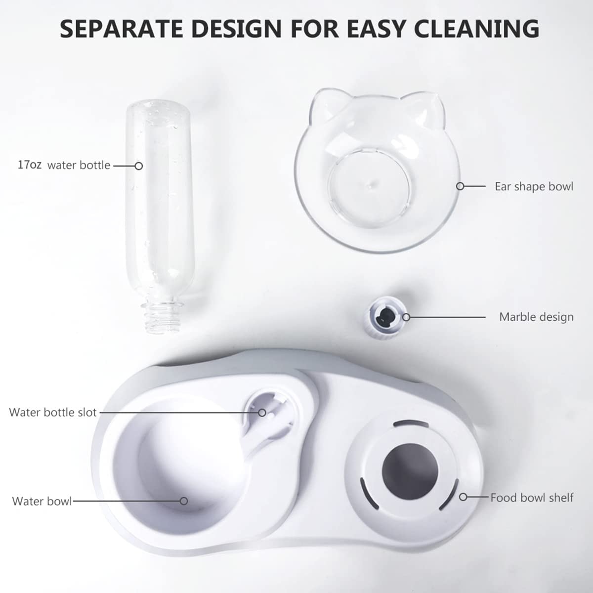 Detachable Automatic Pet Water Food Bowl Set Stainless Steel