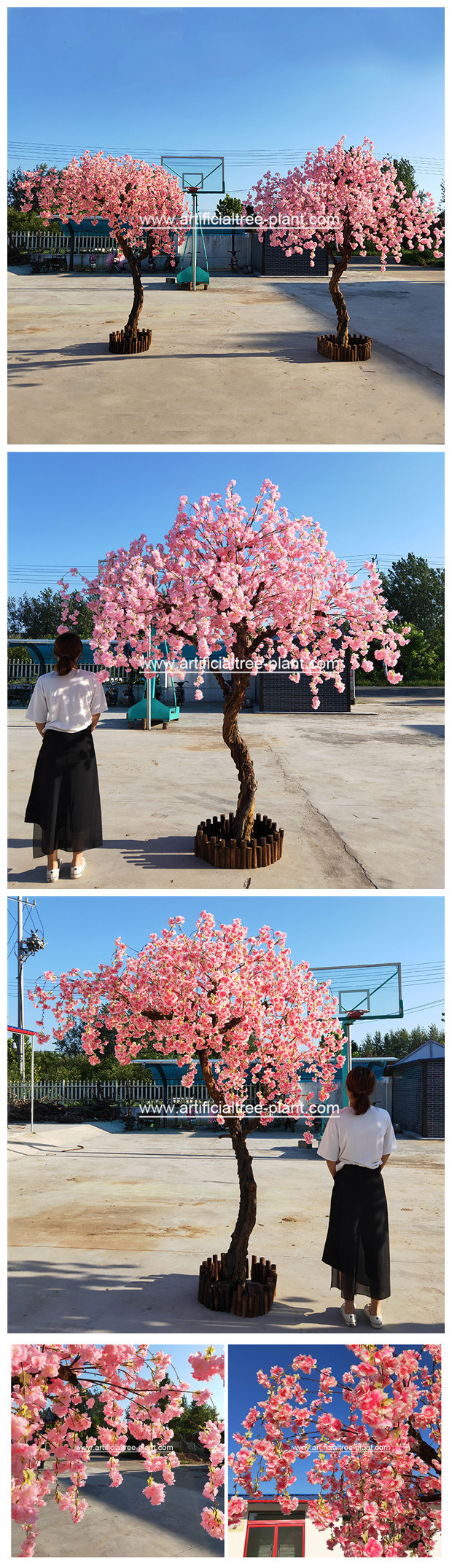 Anti - Aging Outdoor Artificial Cherry Blossom Tree / Cherry Blossom Plastic Flowers
