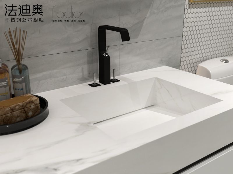 Stylish Modern Minimalist Wall-Mounted Vanity Cabinet Durable Stainless Steel Moisture Resistance
