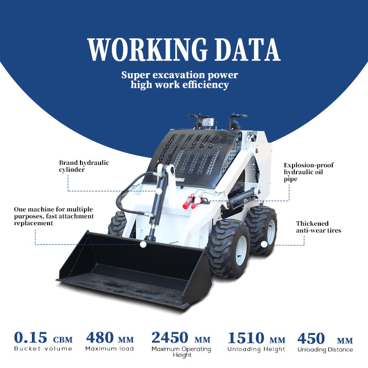 200kg Rated Loading Mini Skidsteer Loader with Free Shipping and EPA CE Certification