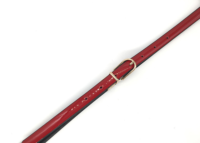 Simple Fashion Ladies Red Split Leather Belt Alloy Buckle 1.4cm Width