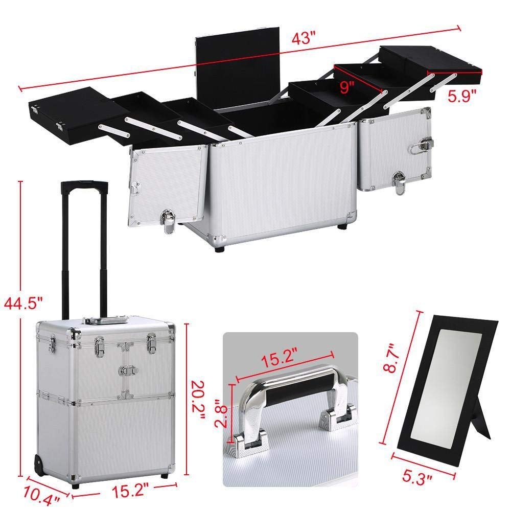 Pull - Out Wheeler Makeup Trolley Case Easy To Move With Inner Velvet Lining