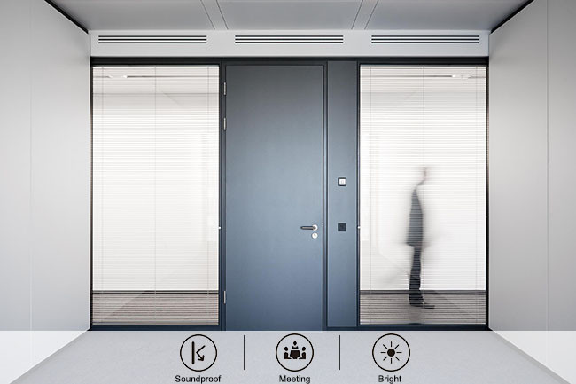Slim Hidden Frame Aluminum Partition Wall Glass Office Partition Systems With Door