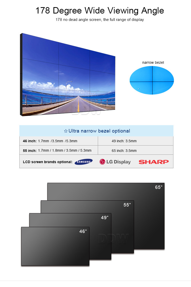DP Loop Out 46 Multi Display Video Wall , Indoor HD 3.5mm Broadcast Video Wall
