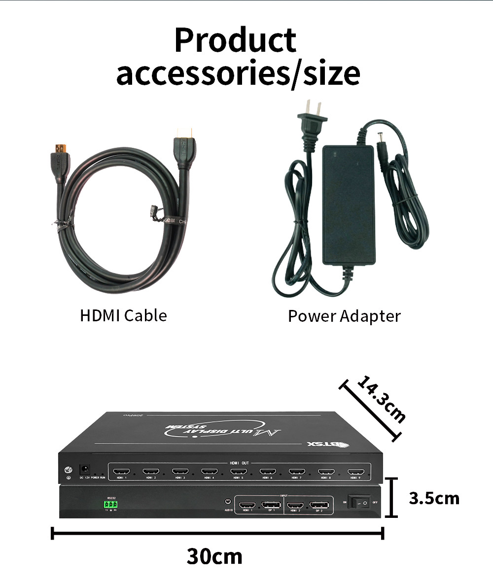  1x5 1*7 7*1 5*1and 3*3 3*6 splicing modes for versatile applications 4K Multi-Screen Processor </p>