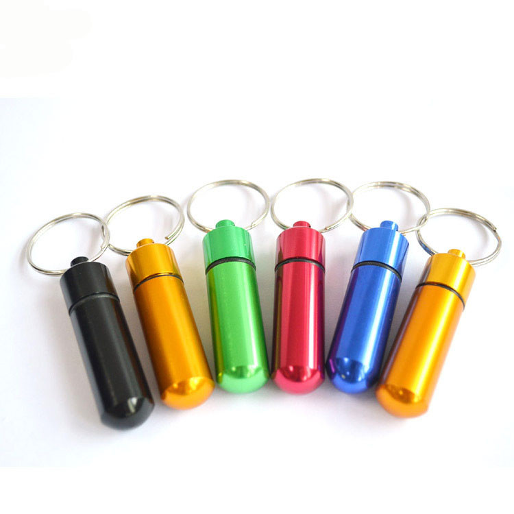 Portable Aluminium Medicine Box Storage Keychain Logo Customized