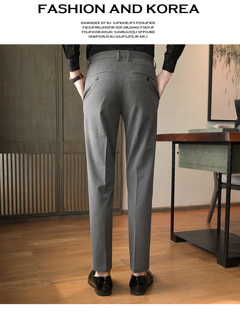 Button Decoration Winter Business Trousers for Men Quantity 200 Design Slim Fit Style