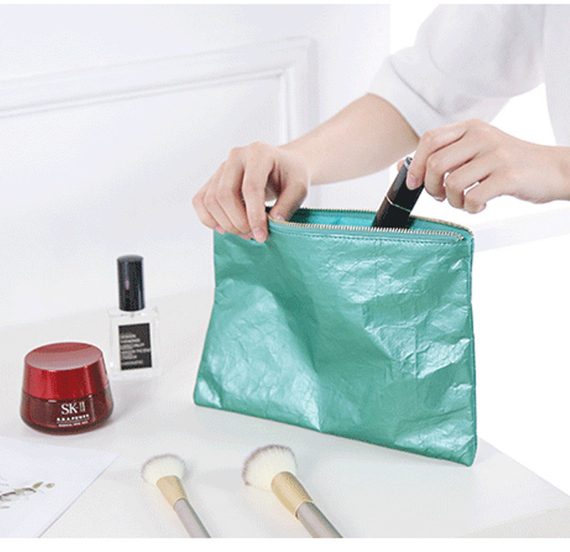 Eco Friendly Tyvek Paper Travel Washable Toiletry Cosmetic Bag