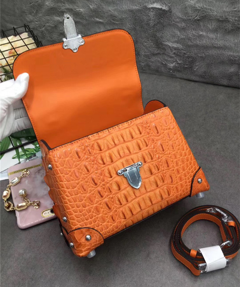 Fashion Designer Genuine Crocodile Skin Female Small Purse Studs Handbag Exotic Alligator Leather Lady Shoulder Bag