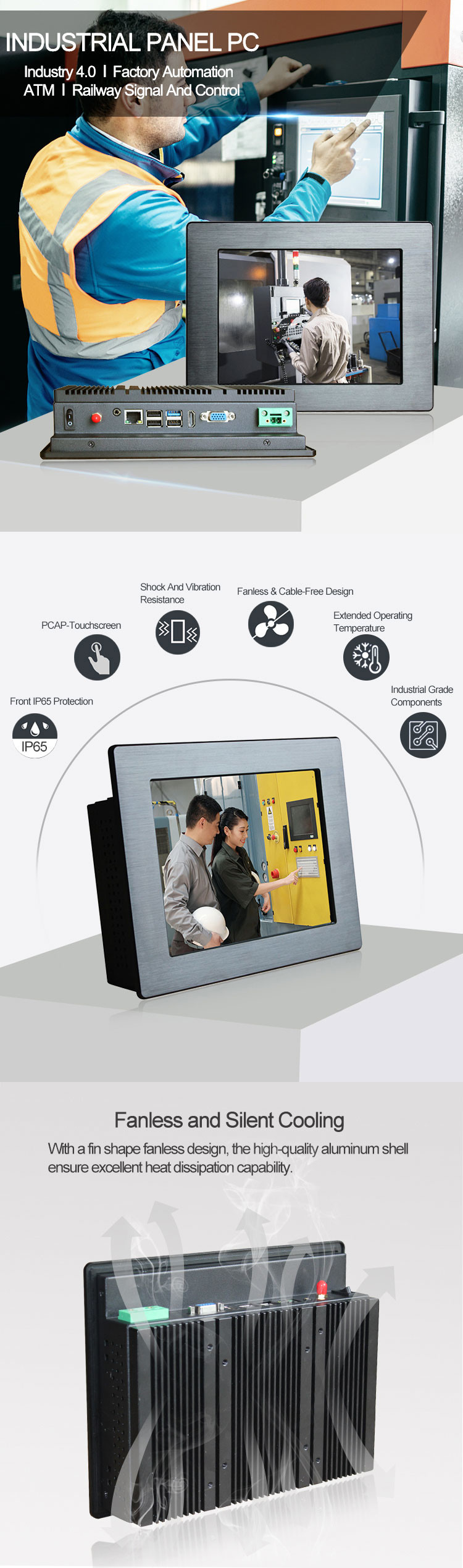 Linux Celeron Industrial Fanless Mini PC Dual Core 3855U AIO Touch Screen