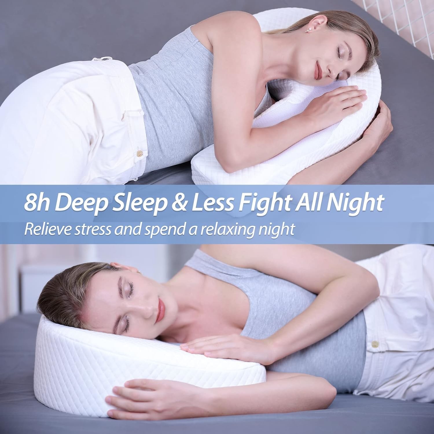 Pillow for Side Sleeper Body Pillow for Adults Memory Foam Pillow with U-Shaped Contoured Support Pain Relief with