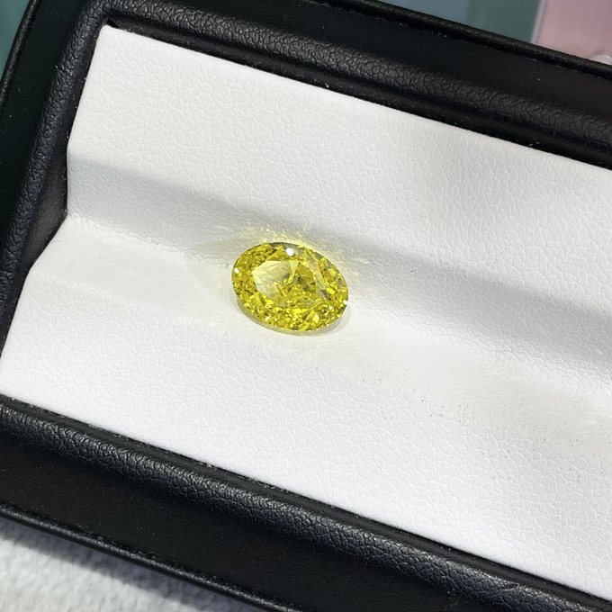 3.08ct Oval Loose Lab Created Canary Yellow Diamond IGI Certified