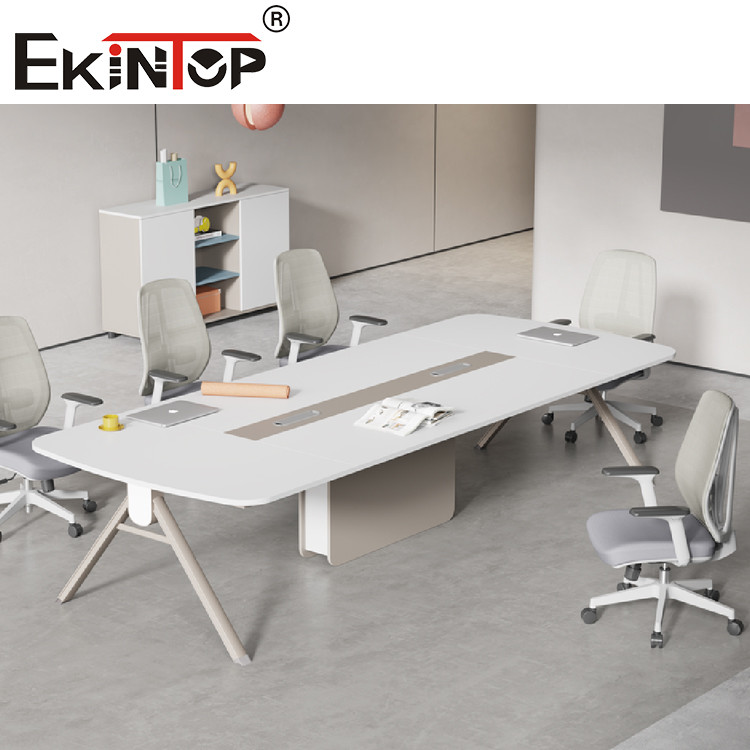 Convertible Rectangular Conference Table With Wood Steel Material 4 Legs
