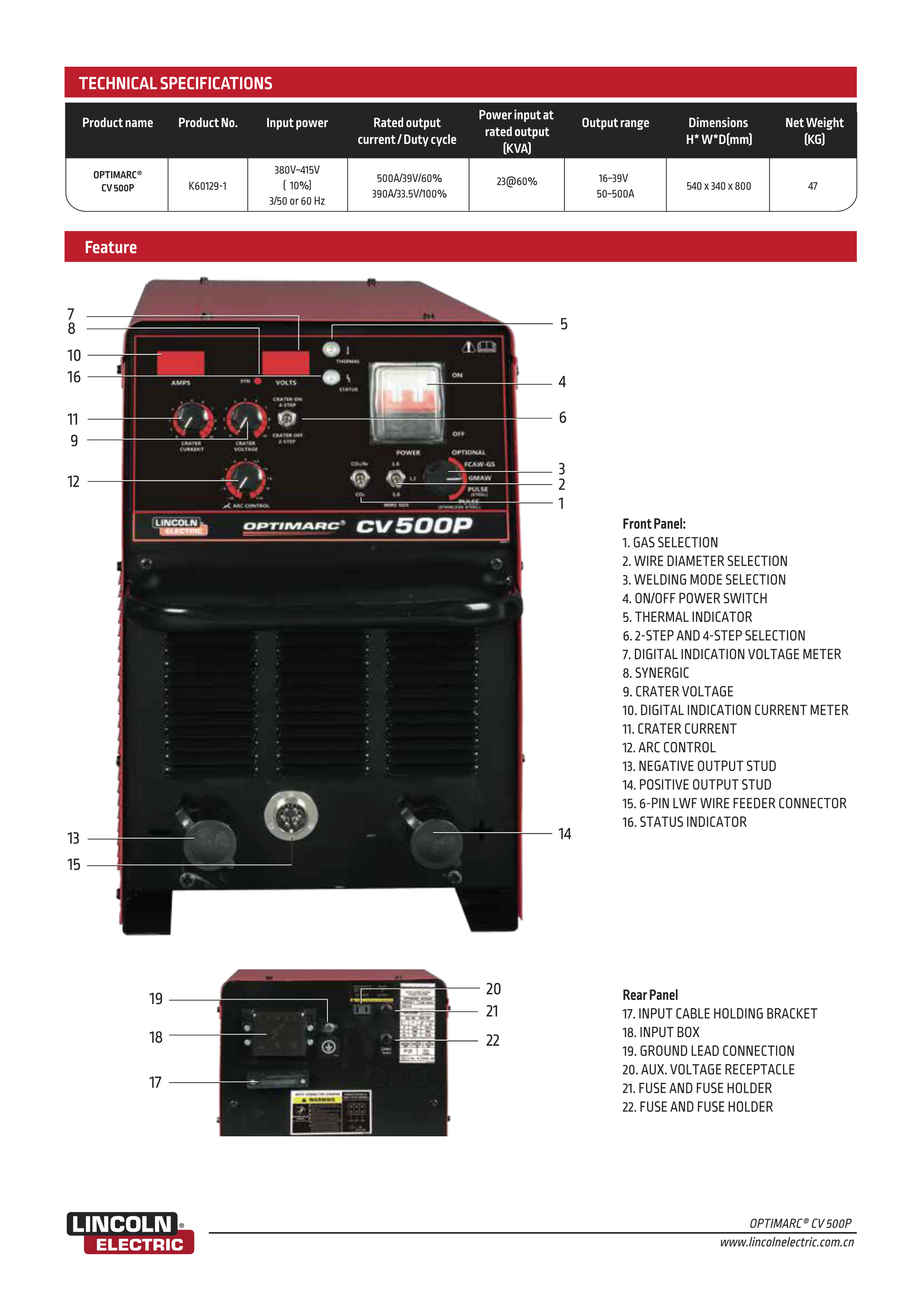 Inverter MIG/MAG welding Machine;Lincoln CV500-P MIG welding Machine; 50-500Amp MAG/MIG welding machine for Sale