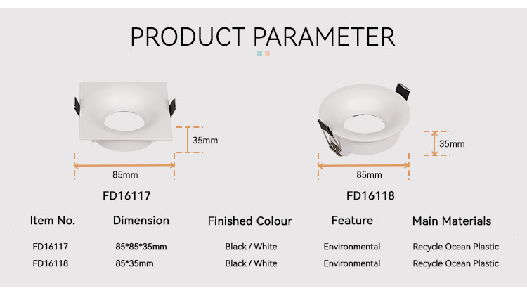 White Round Downlight Enclosure 68mm Recessed Can Light Housing