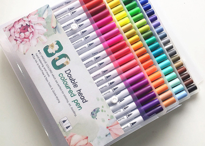 Amazon double head hook line color marker soft head watercolor pen for children gift painting set