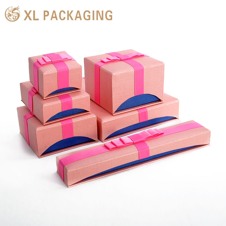Hard Custom Printing Small Gift Cardboard Drawer Paper Box With Bow for Jewelry Packaging