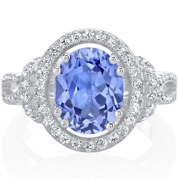 Natural Simulated Tanzanite Ring in Sterling Silver - Artsy Alternative Engagement Ring - Handmade Wedding Ring