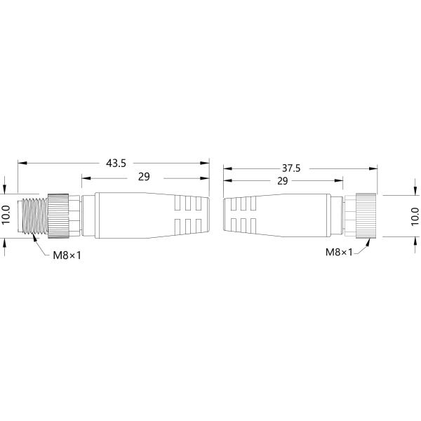 IP67 M8 Connector Harness Double End Precast Wire Harness Shield Male / Female Straight 3P PVC 10m