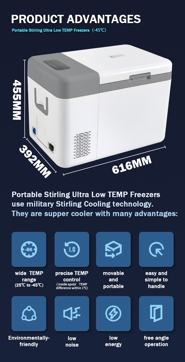 Ultra Low Temperature Compressor Stirling Cooler -45C Fridge for Home and Travel Needs
