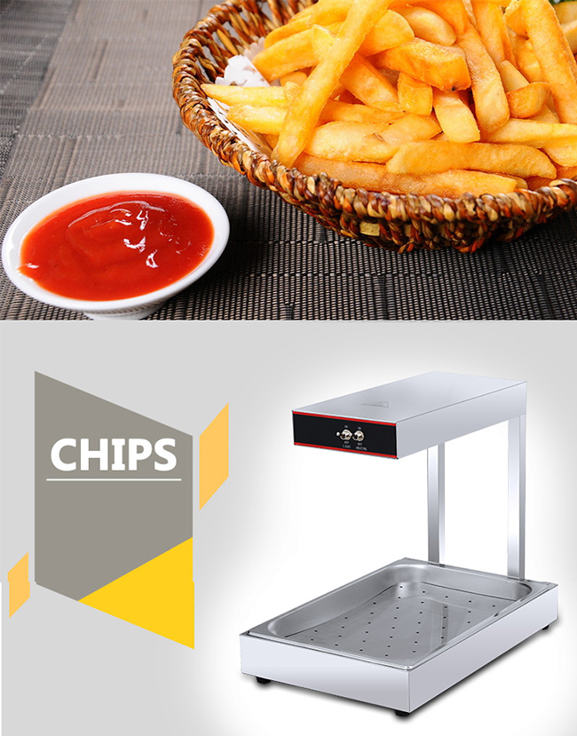 Safe Commercial French Fry Warmer Cake Display Fridge Thermostatic Control Increase Temperature Rapidly