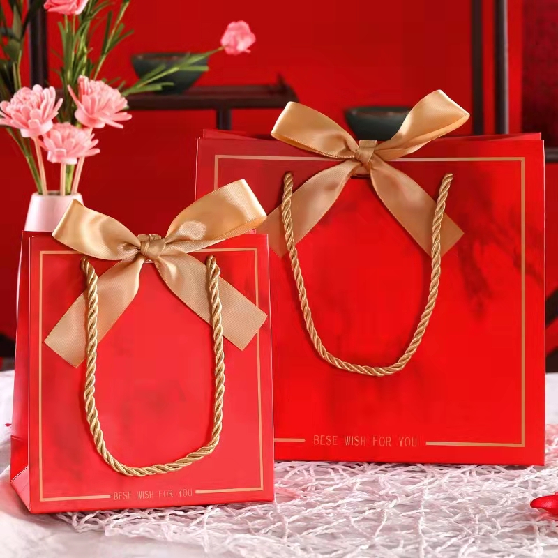 wholesale luxury foldable shopping bag custom logo black paper gift bag with ribbon