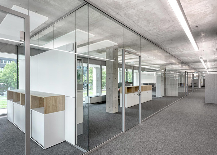 Modern customizable durable Office Glass Partition Walls 25mm style single frameless nice package with quality door