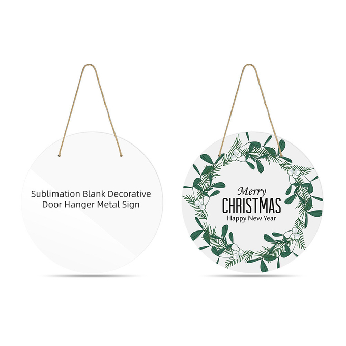 Christmas Home Decor Sublimation Metal Blanks Round Hanging Sublimation Plaques Blanks