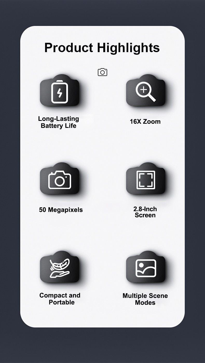 48MP Full HD Digital Video Camera Built-in Fill Light for Low Light Settings 32GB Storage Capacity