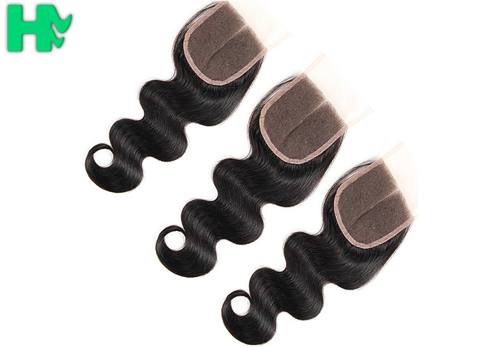 Body Wave Human Hair Closure Pieces , Middle Part Remy Human Hair Extensions