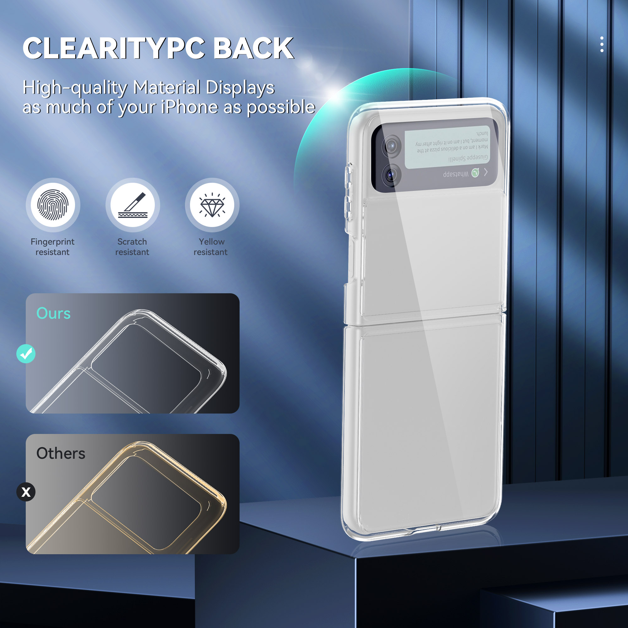 Wireless Charge Supported Customize Phone Cover For Samsung Galaxy Z Flip 3 Transparent Cover